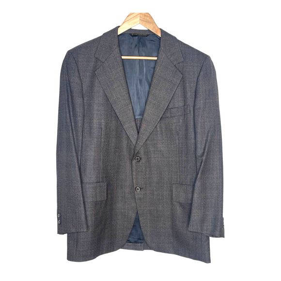 Hart Schaffner Marx 42R Silver Trumpeter LUXURY Blazer Gray Plaid Wool Jacket - Picture 2 of 11